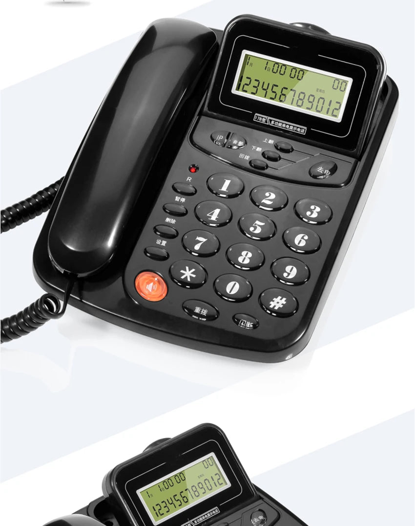 Caller ID Home Landline with Loud Ringtone for Elderly, Corded Desk Phone, Wall Mountable Fixed Landline Telephone