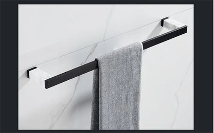 Bathroom Accessories Set Black Bathroom Shelf,Towel Rack,Towel Hanger Paper holder,Toilet Brush Holder Marble & Brass