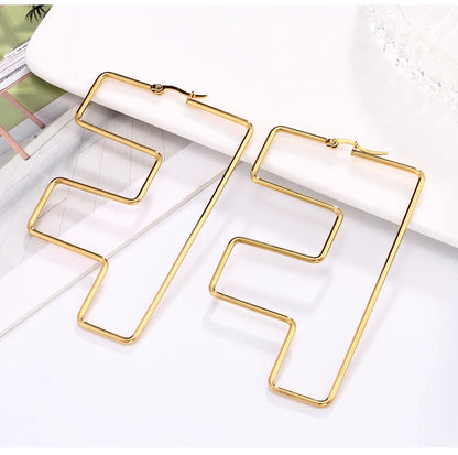 Personality Letter Ear ring Stainless Steel feminine Hyperbolic Earrings Girls Earrings Exquisite Gifts Women‘s Ear Jewelry 2021