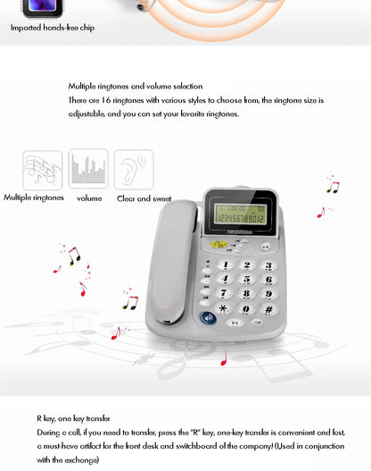 Caller ID Home Landline with Loud Ringtone for Elderly, Corded Desk Phone, Wall Mountable Fixed Landline Telephone