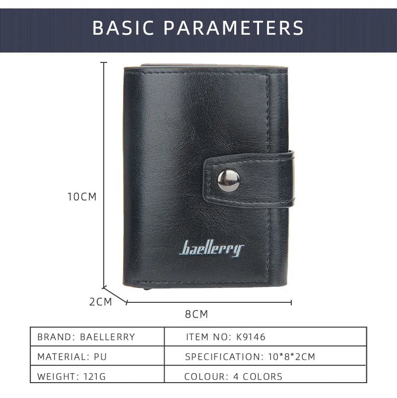 RFID Blocking Protection Men ID Credit Card Holder Wallet Leather Metal Aluminum Business Bank Card Case CreditCard Cardholder