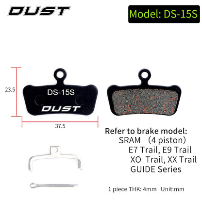 DUST 1Pair Semi-Metal Bicycle Hydraulic Disc Brake Pads MTB Mountain Bike Parts for SHIMANO XT XTR M315 SRAM Avid BB5 BB7 E1 E3