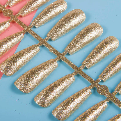 1 Set Glitter False Nail Tips Full Cover Ballerina Fake Nail Tips Press on Nail Tips Coffin