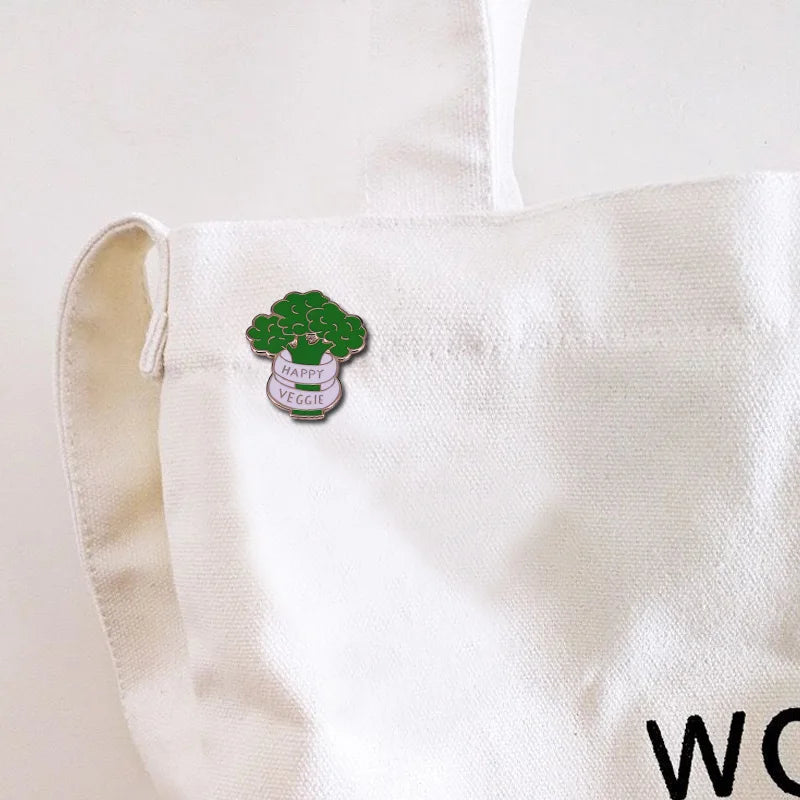 Vegan Enamel Pin Hamburger Broccoli Carrot Pussy Vegetarian Vegetables Badge Cartoon Brooch