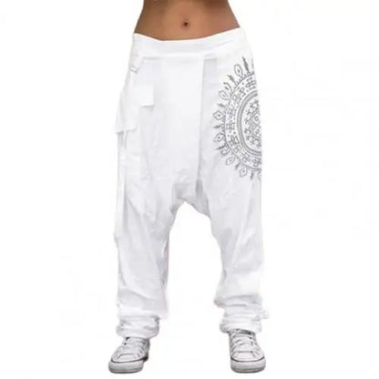 Mens Trousers Hip-hop Casual Low Rise Drop Crotch Retro Print Saggy Baggy Trousers Loose Harem Pants Elastic Streetwear