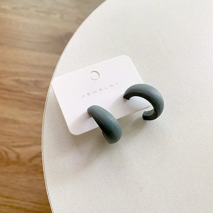 Cute Matte Wooden Earrings Geometric C-Stye Statement Vintage Big Circle Wood Ear Ring Fashion Jewelry Gift