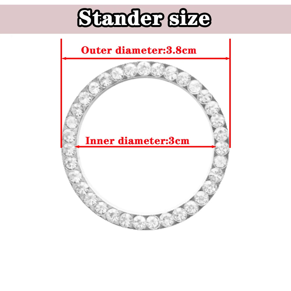 Car One-Click Engine Start Stop Switch Button Cover Crystal Rhinestone Cover Protector Ring Hand-set Sticker Decoration
