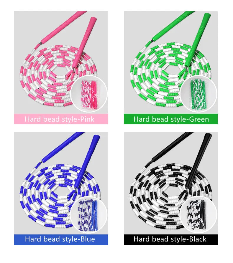 Tangle-Free Segmented Beaded Jump Rope For Kids Fitness Skipping Rope For Men and Women Adjustable Length Weight Loss