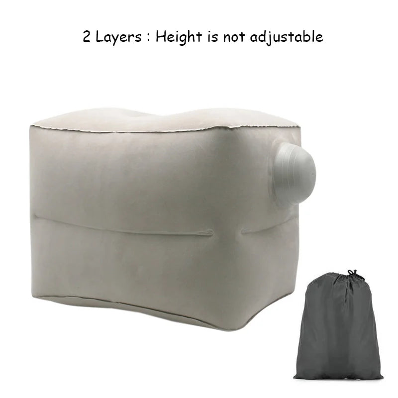 Inflatable Travel Pillow Foot Rest Kids Car Airplane Sleeping Bed Leg Support Height Adjustable Footrest Pillow for Long Trips