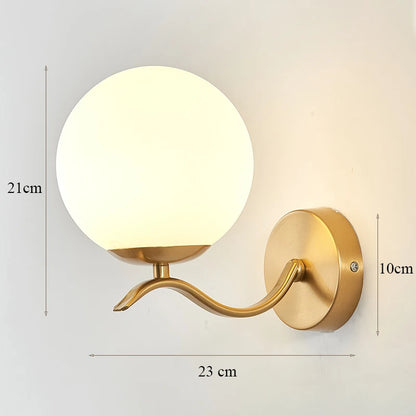 Decorative Modern Wall Lamp with Glass Shade Bedside Bedroom Loft Design Up Down Iron Led Wall Lights Gold for Home Mirror E27