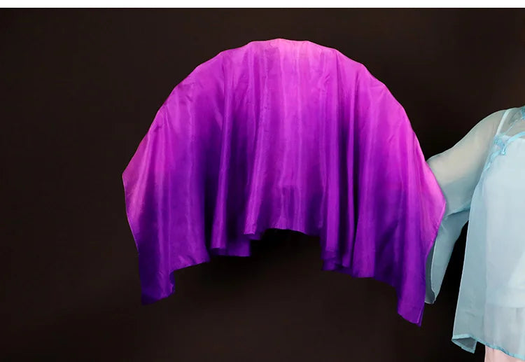 Chinese Classical Dance Hand Fan Large Yangko Dancing Silk Fan Lengthened Gradient Color Foldable Fans Performance Props