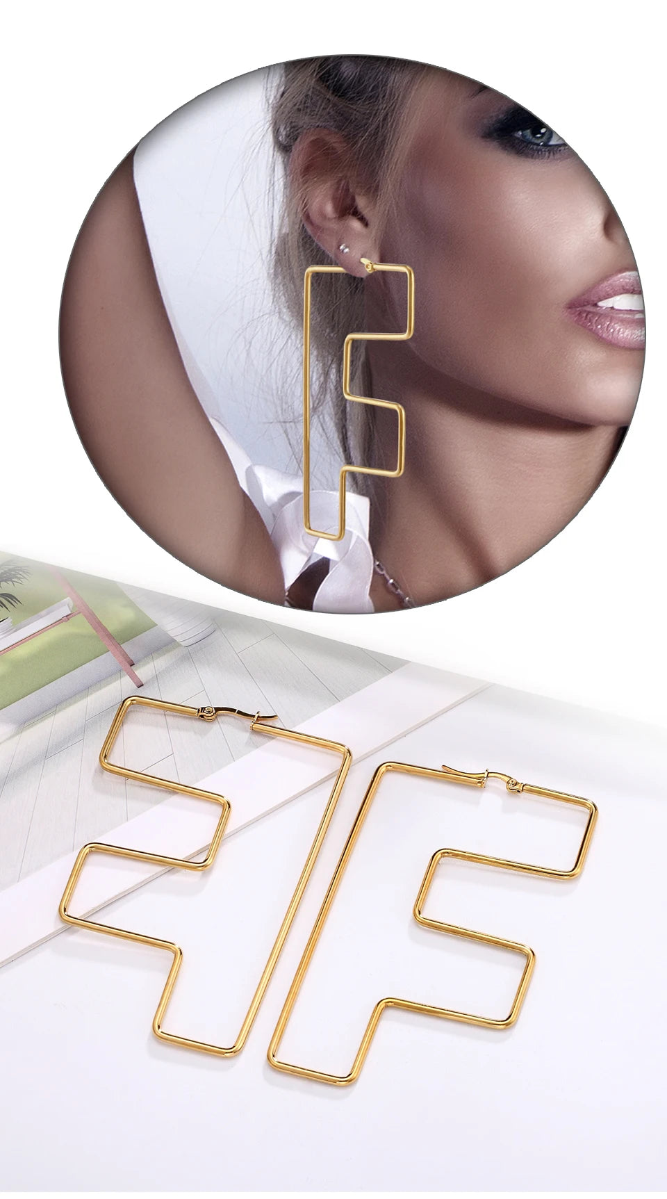 Personality Letter Ear ring Stainless Steel feminine Hyperbolic Earrings Girls Earrings Exquisite Gifts Women‘s Ear Jewelry 2021