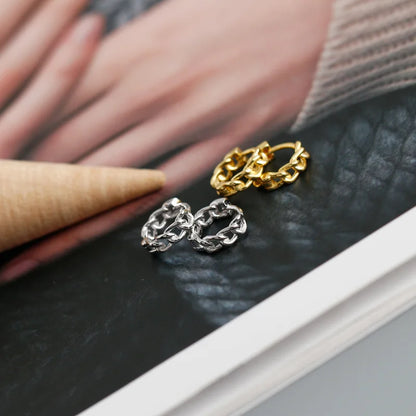 WANTME Genuine 925 Sterling Silver Simple Link Chain Punk Ear Buckle for Women Unisex Hip Hop Earrings Jewelry Accessories 2021