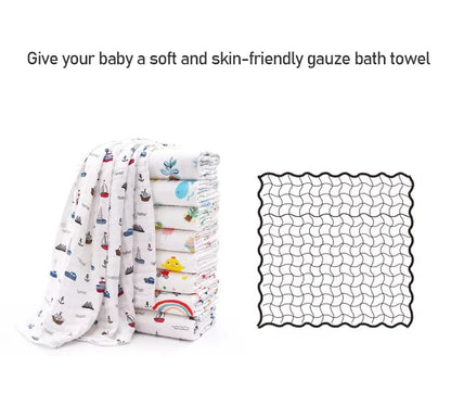 Baby Bath Towel Muslin Cloth Kids Bathrobe Child Blanket Wrap for Newborn Infant Toddler Boys Girls Gauze Cotton 110*110cm
