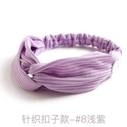 Fashion Women Hair Accessories Masks Anti-leather Button Hair Band Sports Yoga Elastic Cross Solid Color Knitted Headband Fema