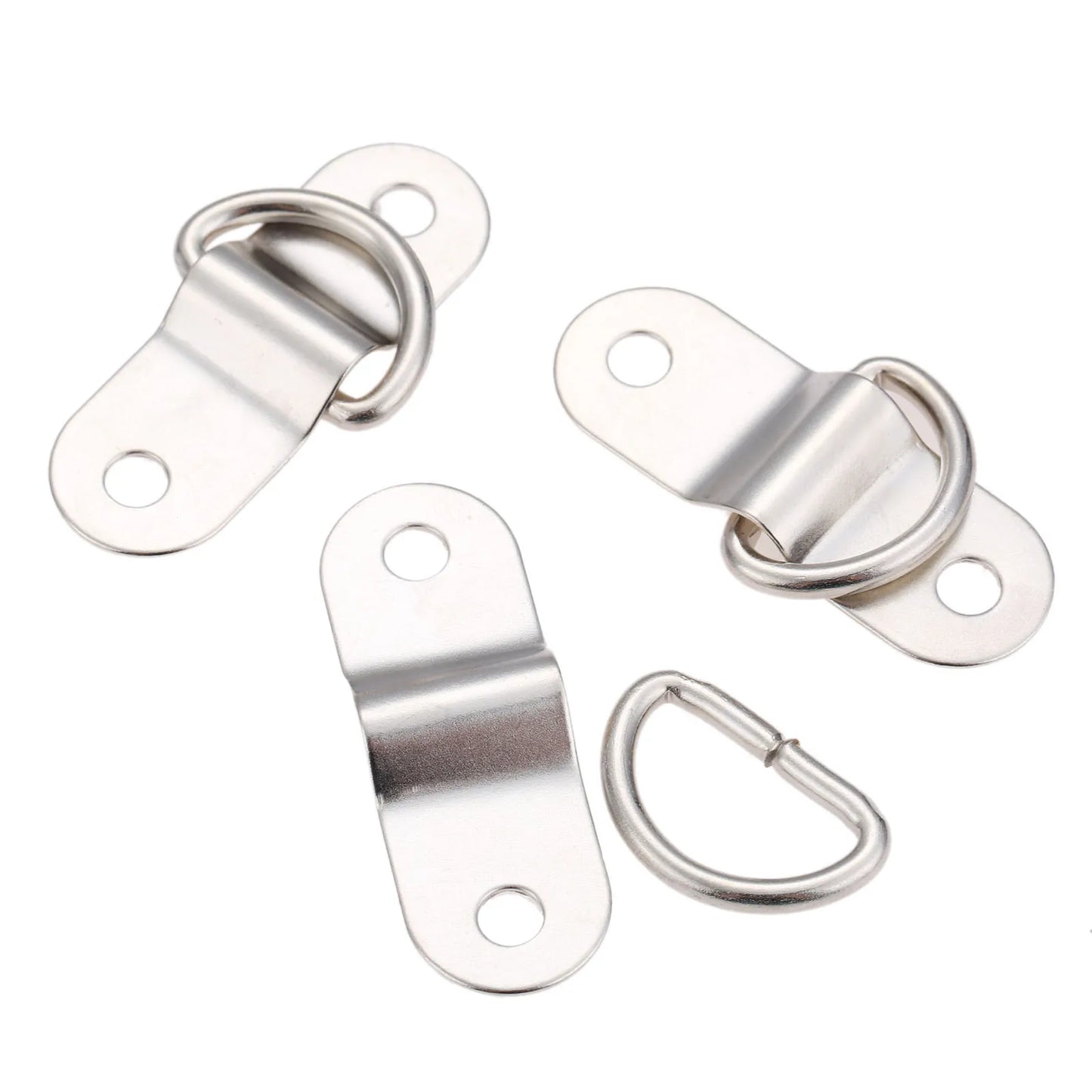 10Pcs Boat Trailers D Ring Durable Tie Down Hook Rope Cleat Load Anchor Metal Flat Seamless D Ring D Button Half Round Buckle