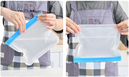 200Pcs/Lot Reusable Food Storage Bag Ziplock Leakproof Food Bag for Snack/ Fruit Food Zipper Fresh Container Bags Wholesale