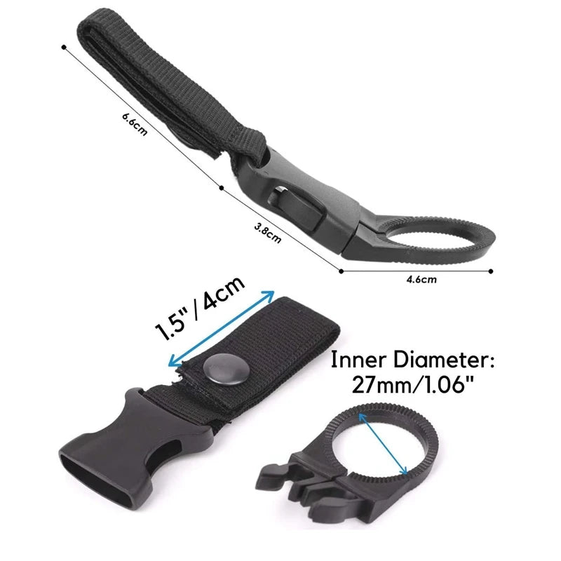 Tactical Water Hanger Outdoor Gear Clip Carabiner Water Bottle Buckle Hook Holder Keychain Belt Webbing Strap for Hiking Camping