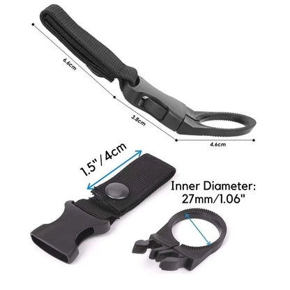 Tactical Water Hanger Outdoor Gear Clip Carabiner Water Bottle Buckle Hook Holder Keychain Belt Webbing Strap for Hiking Camping