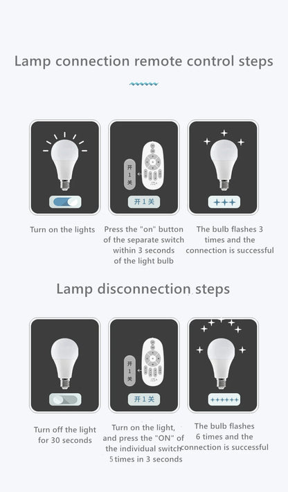 Smart LED Bulb E27 6W 9W 12W RF 2.4G Wireless Remote Control Night Light Timing Turn off Warm Cold Light Dimmable Led Lamp Bulb