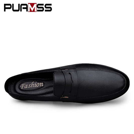 Quality Men Slippers Leather Men Mules Half Shoe Loafers Moccasins Outdoor Non-slip Black Beach Sandals Slides Zapato Hombre