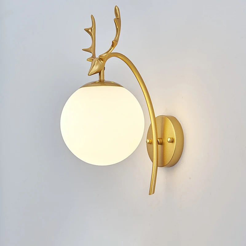 Decorative Modern Wall Lamp with Glass Shade Bedside Bedroom Loft Design Up Down Iron Led Wall Lights Gold for Home Mirror E27