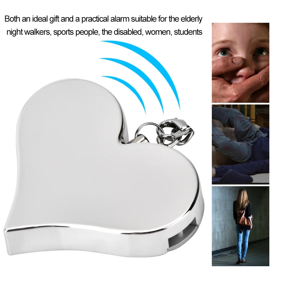 130DB Personal Security Alarm Siren Security Alarm Keychain Emergency Heart Shape  Self Defense Siren