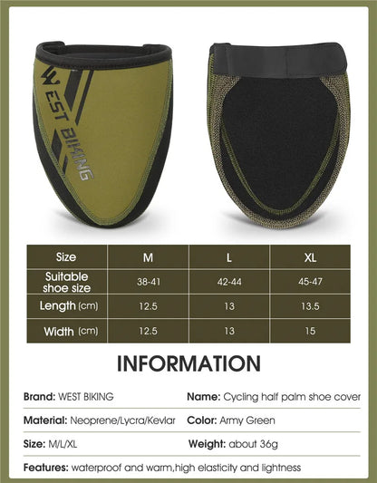 WEST BIKING Bicycle Half Shoe Cover Windproof Non-slip Cycling Boot Cover MTB Road Bike Waterproof Overshoes Bicycle Equipment