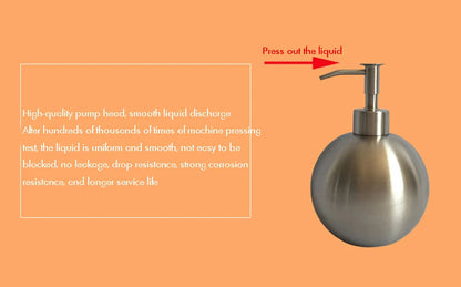 Stainless Steel Round Empty Lotion Soap Dispenser Bottle, 500ml Soap Dispenser Great for Essential Oils, Lotions, Liquid Soaps