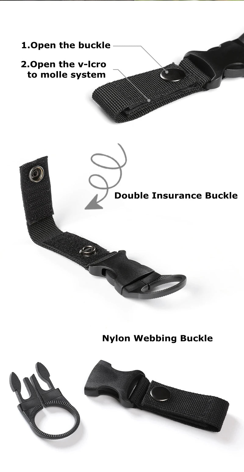 Tactical Water Hanger Outdoor Gear Clip Carabiner Water Bottle Buckle Hook Holder Keychain Belt Webbing Strap for Hiking Camping