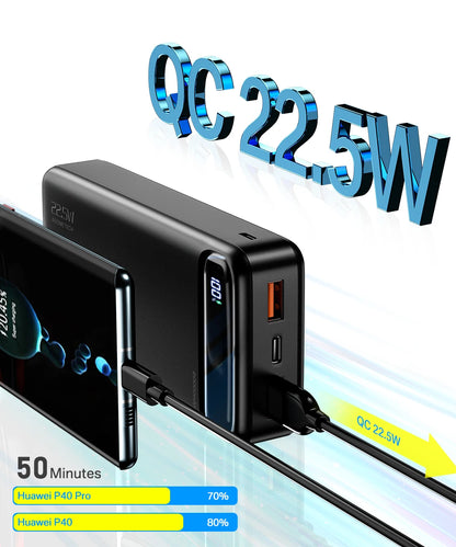 Power Bank 20000mAh 22.5W SCP Portable Charger Powerbank 10000 mAh External Battery PD 20W Fast Charging For iPhone 13 Xiaomi mi