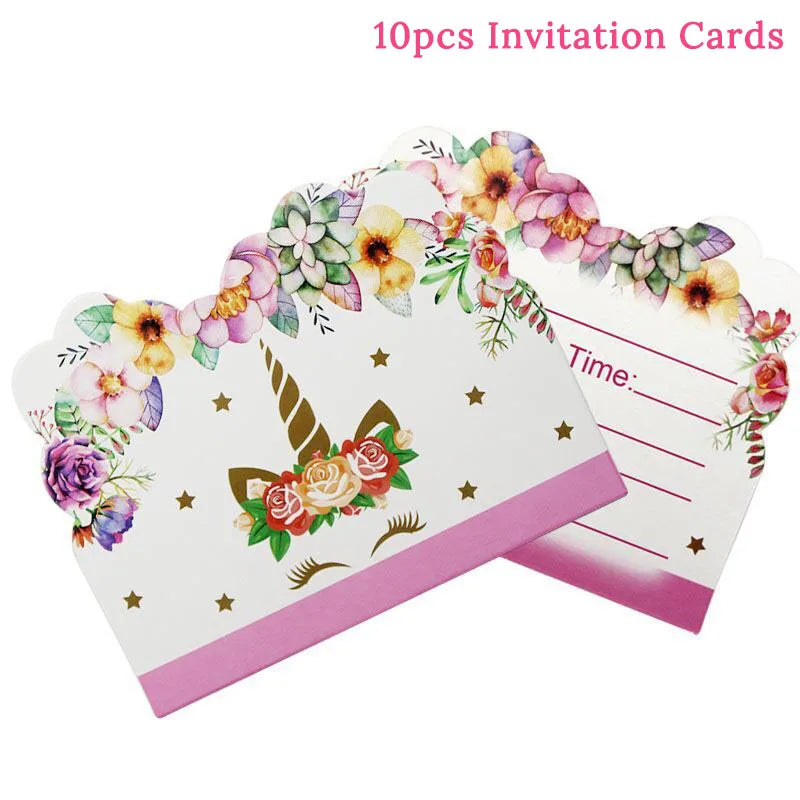 Unicorn Invitations Card Unicornio Party Happy Birthday Party Decorations Kids Party Favors Invitation Cards Unicorn Party
