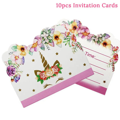 Unicorn Invitations Card Unicornio Party Happy Birthday Party Decorations Kids Party Favors Invitation Cards Unicorn Party