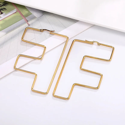 Personality Letter Ear ring Stainless Steel feminine Hyperbolic Earrings Girls Earrings Exquisite Gifts Women‘s Ear Jewelry 2021