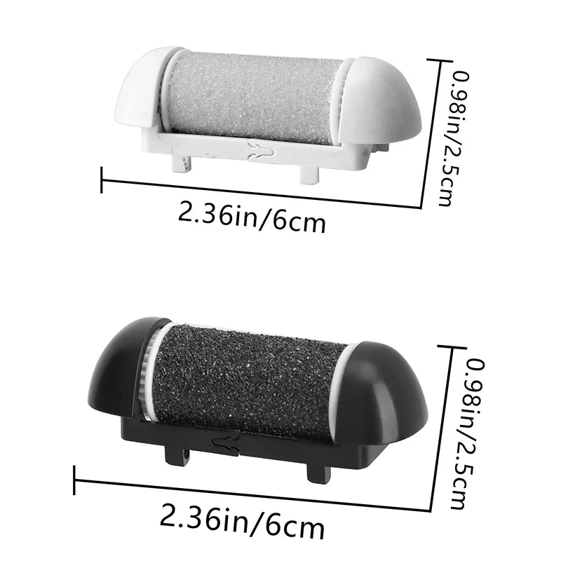 6 Pcs Foot Care Tool Heads Hard Skin Remover Refills Replacement Rollers for Cracked Heels Calluses and Dead Skin Black
