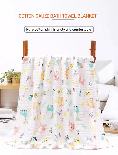 Baby Bath Towel Muslin Cloth Kids Bathrobe Child Blanket Wrap for Newborn Infant Toddler Boys Girls Gauze Cotton 110*110cm