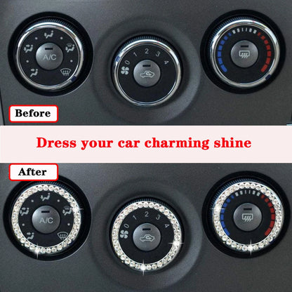 Car One-Click Engine Start Stop Switch Button Cover Crystal Rhinestone Cover Protector Ring Hand-set Sticker Decoration