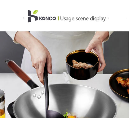 Konco Handmade Iron Wok Traditional Cookware Iron Pot Non-coating Healthy Wok Gas Cookware-30/32/34CM