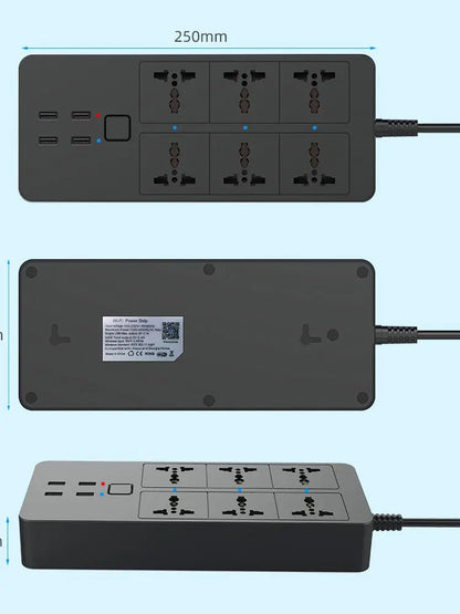 Smart Power Strip WIFI  Universal with 5V3.1A Alexa Googlehome Bluetooth Control Multi Plug 6AC 4USB Voice Contro UK/EU/US/AU