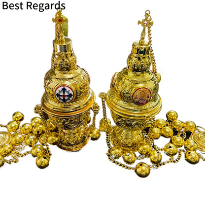 Best Regards 2021 Orthodox Incense Burner Church Decoration Orthodox Goods Church Mass Liturgical Censer Articles cruz pectoral