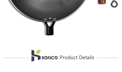 Konco Handmade Iron Wok Traditional Cookware Iron Pot Non-coating Healthy Wok Gas Cookware-30/32/34CM