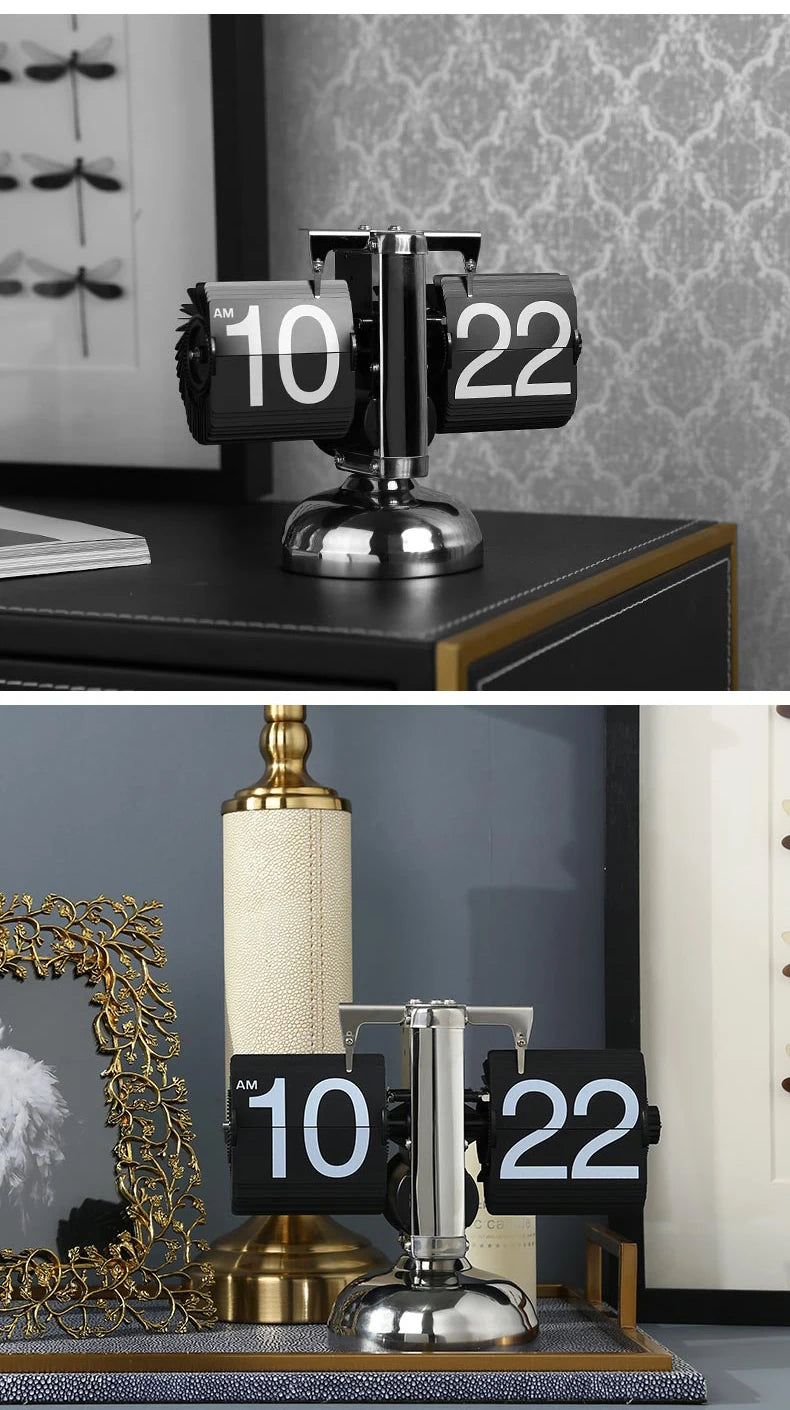 A Flipping Clock with Page Turning Automatically for Modern Home Decoration Full of Sense of Technology Retro Table Clock