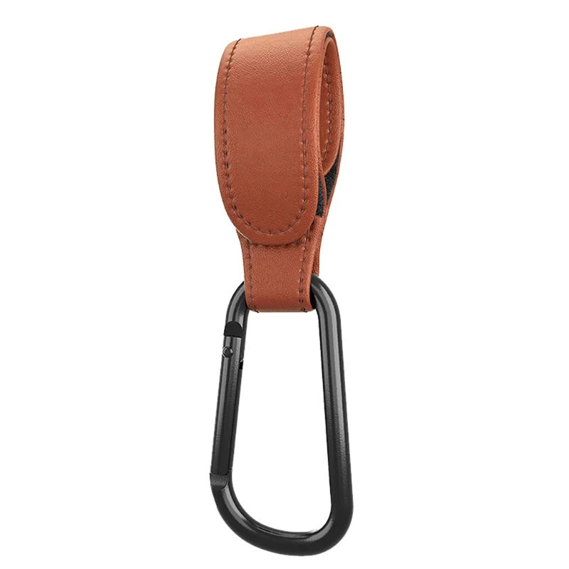 1/2pcs Portable PU Leather Baby Stroller Hook Hanger Velcros Pram Hook Carabiner Cart Organizer Clip for Stroller Accessories