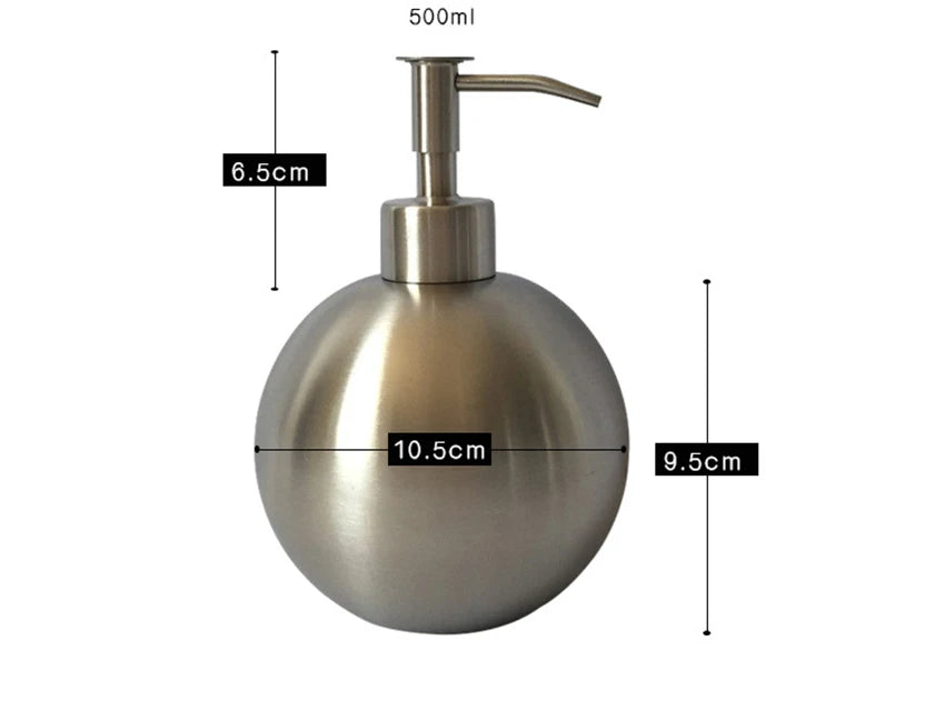 Stainless Steel Round Empty Lotion Soap Dispenser Bottle, 500ml Soap Dispenser Great for Essential Oils, Lotions, Liquid Soaps