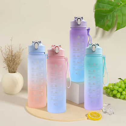750ML Water Bottle with Straw Motivational Sport Water Bottle for Girls Leakproof Drinking Bottles Outdoor Travel Fitness Jugs