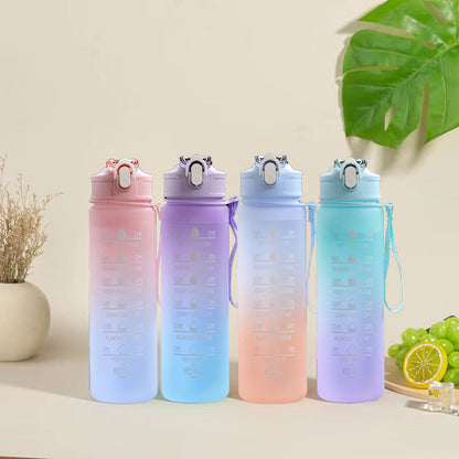 750ML Water Bottle with Straw Motivational Sport Water Bottle for Girls Leakproof Drinking Bottles Outdoor Travel Fitness Jugs