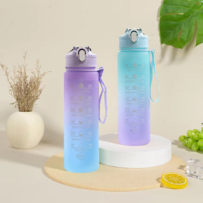 750ML Water Bottle with Straw Motivational Sport Water Bottle for Girls Leakproof Drinking Bottles Outdoor Travel Fitness Jugs