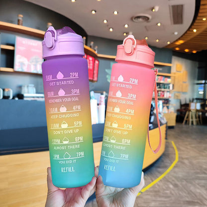 750ML Water Bottle with Straw Motivational Sport Water Bottle for Girls Leakproof Drinking Bottles Outdoor Travel Fitness Jugs