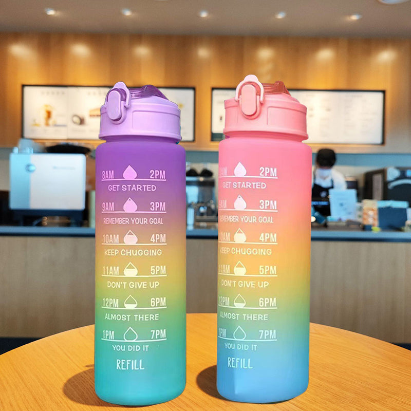 750ML Water Bottle with Straw Motivational Sport Water Bottle for Girls Leakproof Drinking Bottles Outdoor Travel Fitness Jugs