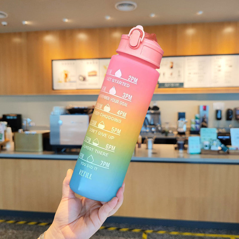 750ML Water Bottle with Straw Motivational Sport Water Bottle for Girls Leakproof Drinking Bottles Outdoor Travel Fitness Jugs